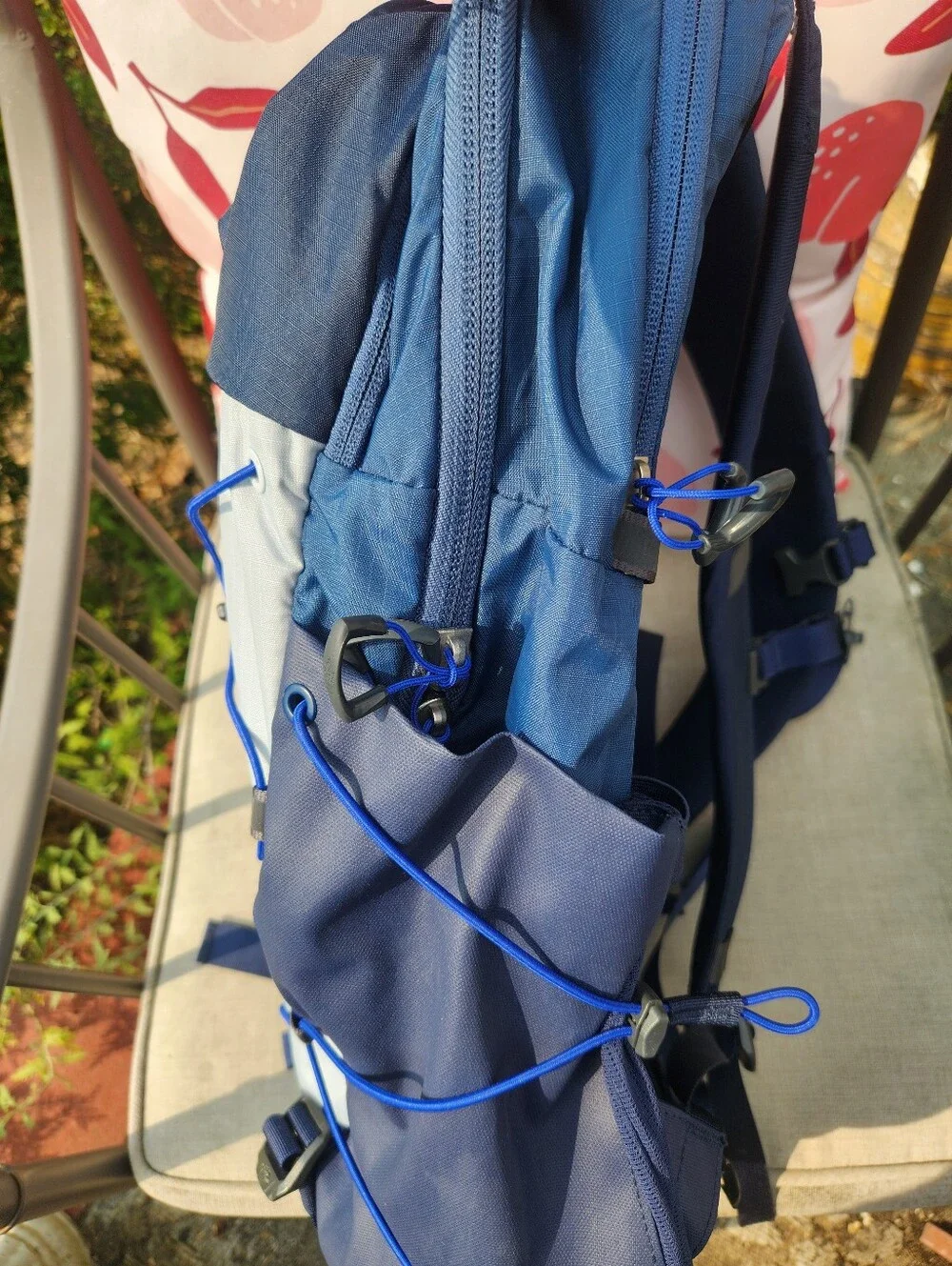 The North Face Borealis Backpack in Navy and Light Gray with Blue Bungee EUC